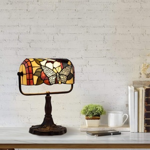 image:imageLavish Home Tiffany Style Bankers Desk Lamp with Stained Glass Shade BrownMulticolor