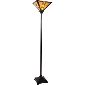image:imageLavish Home Tiffany Style Floor Lamp  Mission Design Art Glass Torchiere Lighting LED Bulb Included Vintage Look Handcrafted Accent DecorWith Bulb