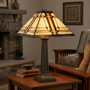 image:imageLavish Home Tiffany Style Table Lamp with Stained Glass Shade Bronze