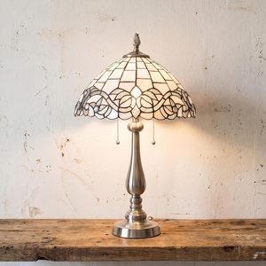 image:imageLavish Home Tiffany Style Table Lamp with Stained Glass Shade BronzeSilver