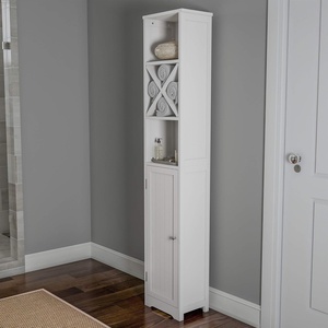 image:imageLinen Tower 67 Tall Bathroom or Laundry Room Storage Cabinet with Cubbyhole Divider for TowelsAdjustable Shelves amp Cupboard by Lavish Home White
