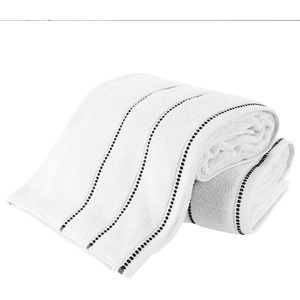 image:imageLuxury Cotton Towel Set 2 Piece Bath Sheet Set Made From 100 Zero Twist Cotton Quick Dry Soft and Absorbent By Bedford Home White  BlackWhiteBlack