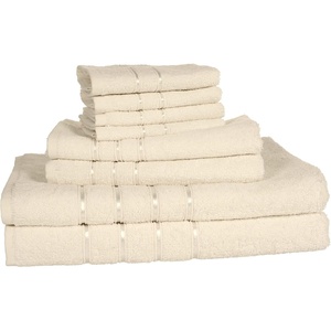 image:imagePlush Bathroom Towels  8Piece 100 Cotton Set with 4 Washcloths 2 Hand Towels and 2 Bath Towels for Home by Lavish Home BeigeBone