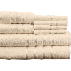 image:imagePlush Bathroom Towels  8Piece 100 Cotton Set with 4 Washcloths 2 Hand Towels and 2 Bath Towels for Home by Lavish Home BeigeIvory
