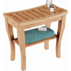 image:imageShower BenchWater Resistant Natural EcoFriendly Bamboo with Storage Shelf for Bathroom Spa or Sauna by Lavish Home