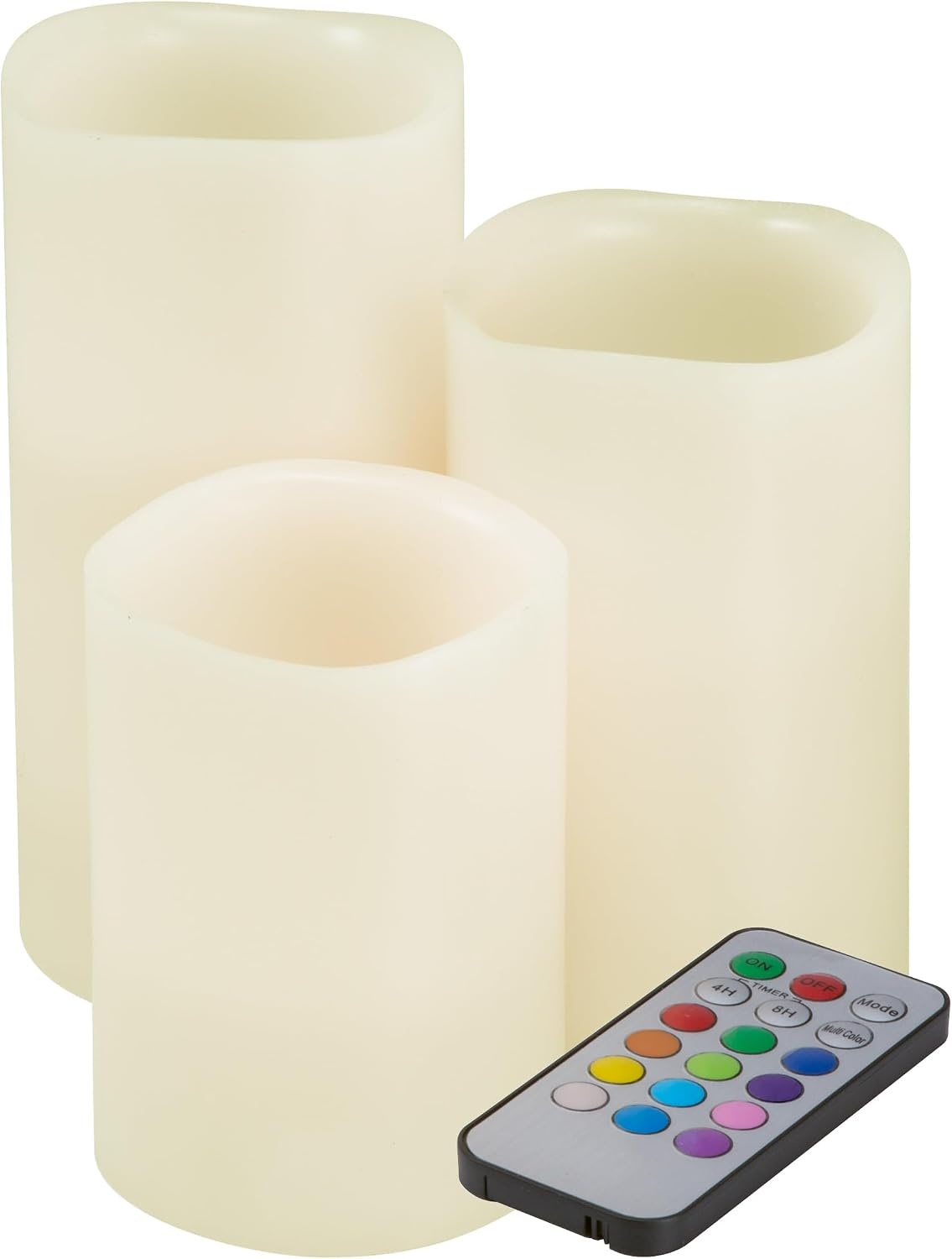 image:imageFlameless LED Candles  3Piece Color Changing Flameless Candle Set with Remote for Home Wedding Bridal Shower and Christmas Decor by Lavish Home