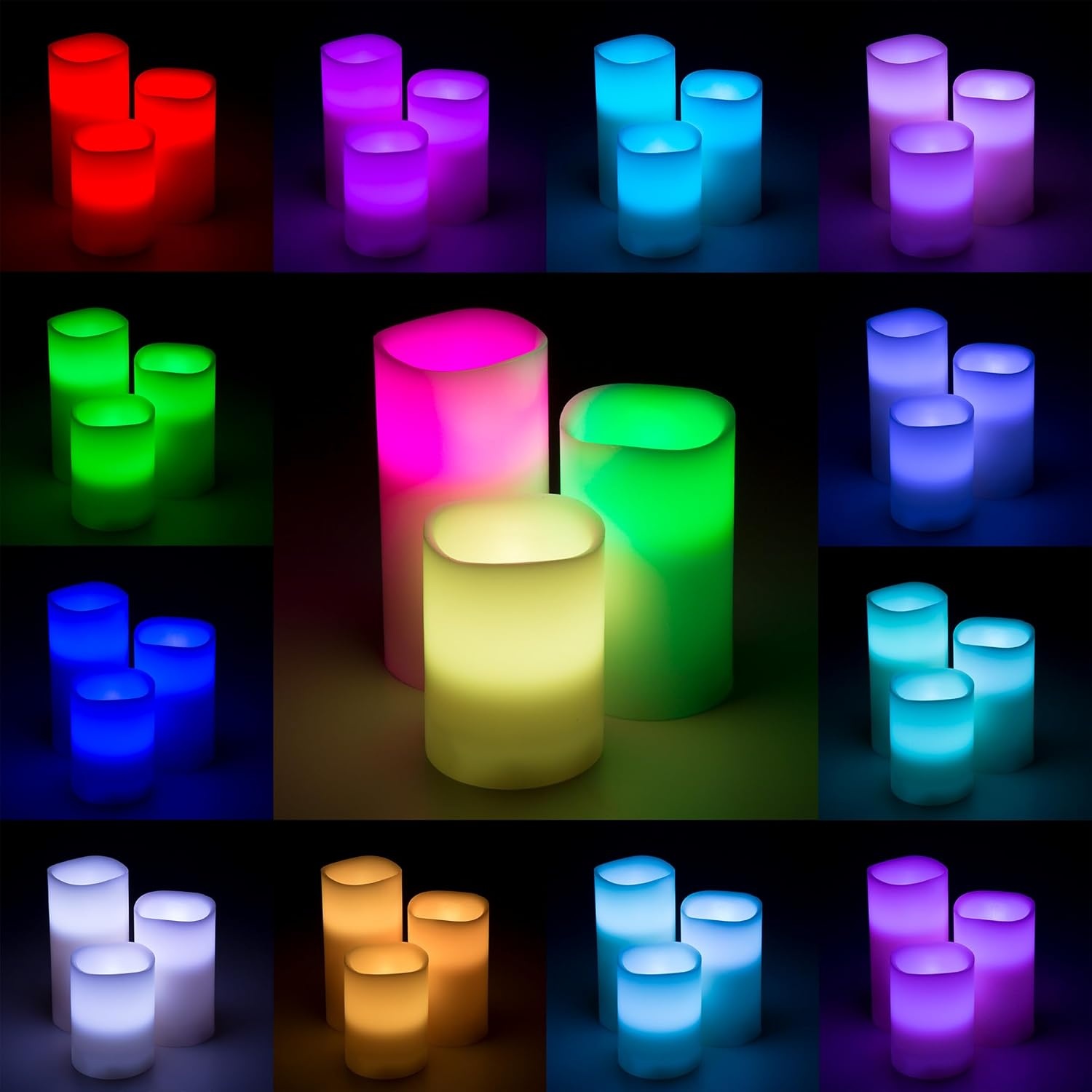 image:imageFlameless LED Candles  3Piece Color Changing Flameless Candle Set with Remote for Home Wedding Bridal Shower and Christmas Decor by Lavish Home
