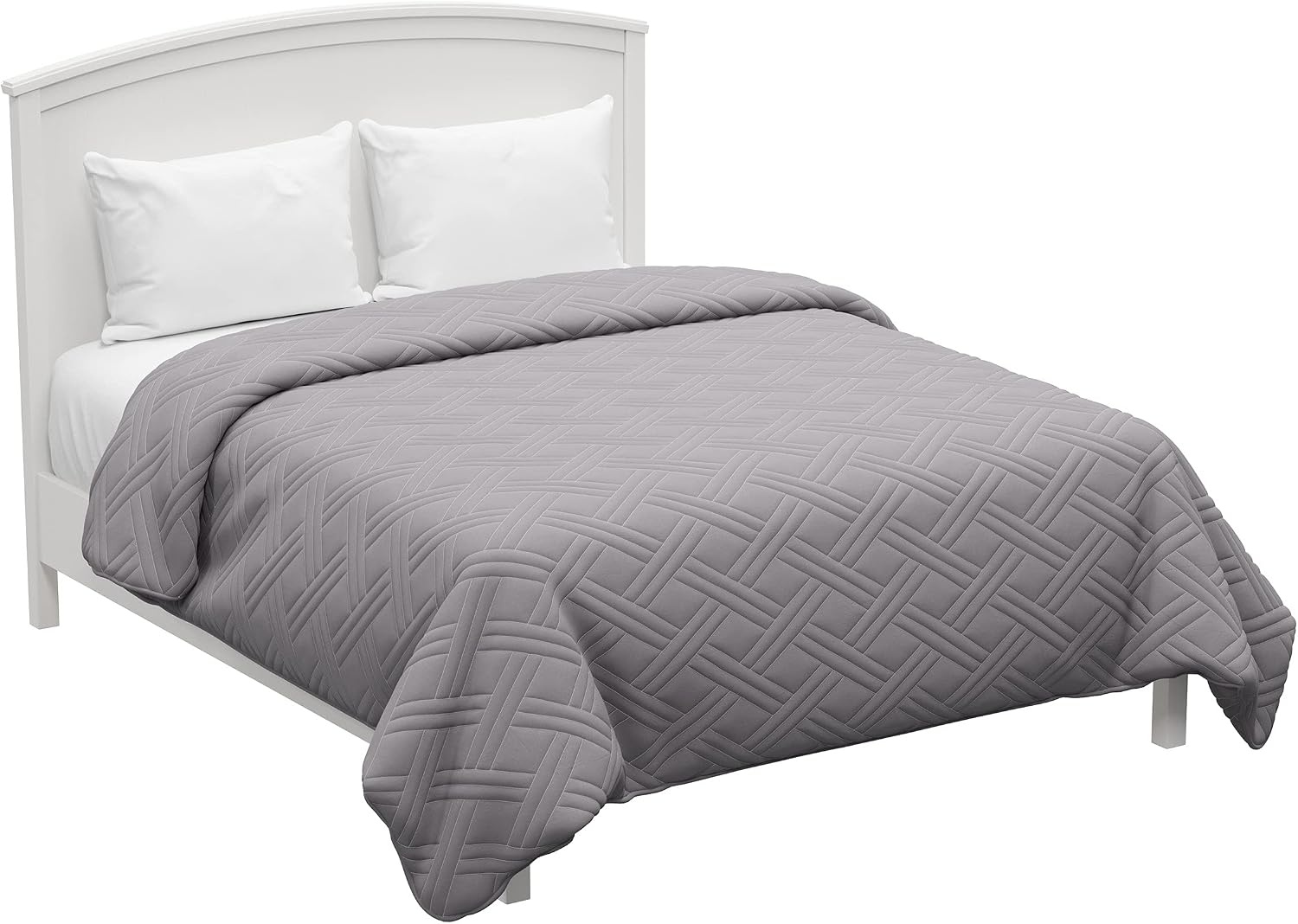 image:imageLavish Home Gray Quilt Coverlet for King Size BedsBasket Weave Quilted PatternSoft amp Lightweight Bedding for All Seasons Solid Color Bedspread