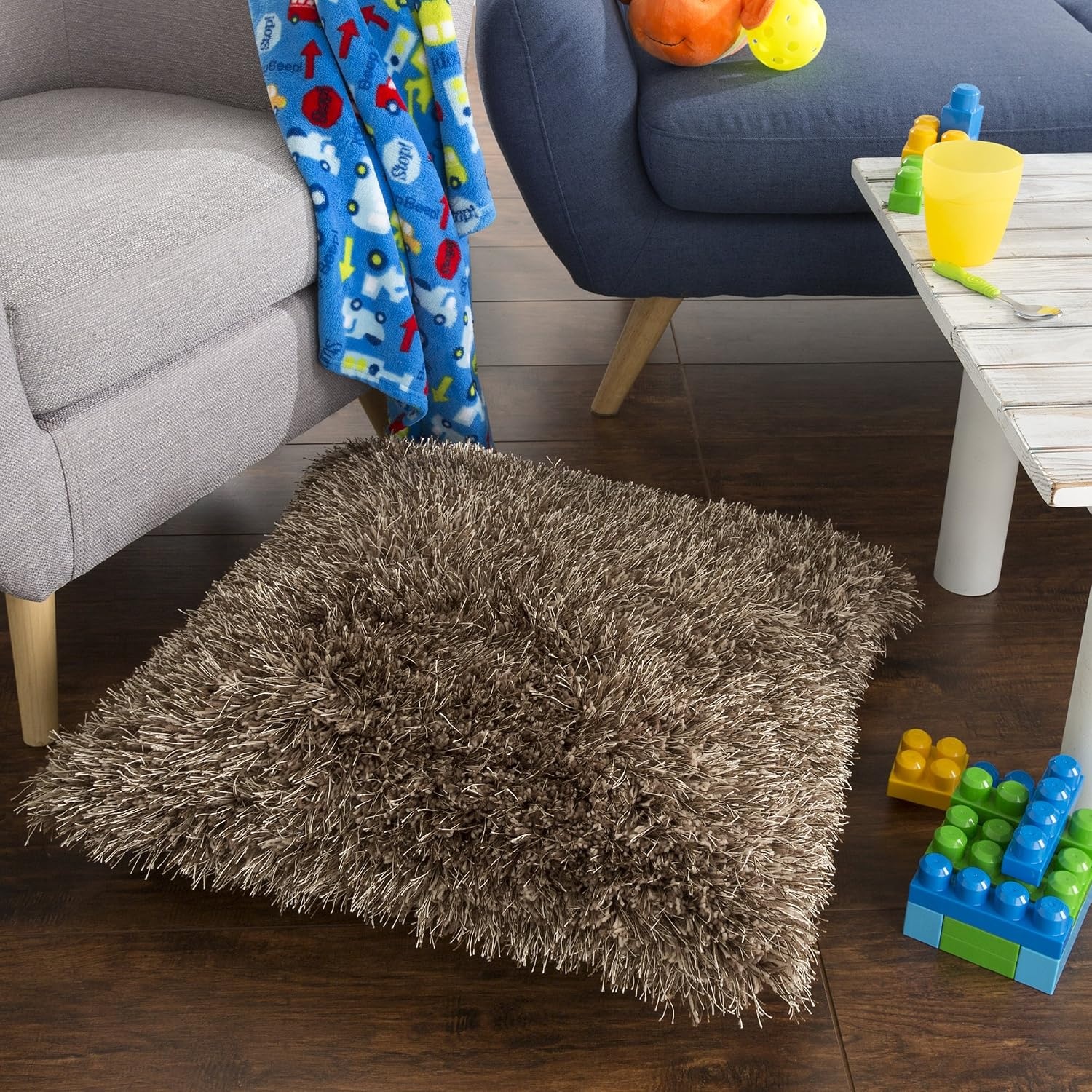 image:imageLavish Home Oversized Floor or Throw Pillow Square Luxury Plush Shag Faux Fur Glam Decor Cushion for Bedroom Living Room or Dorm Mocha