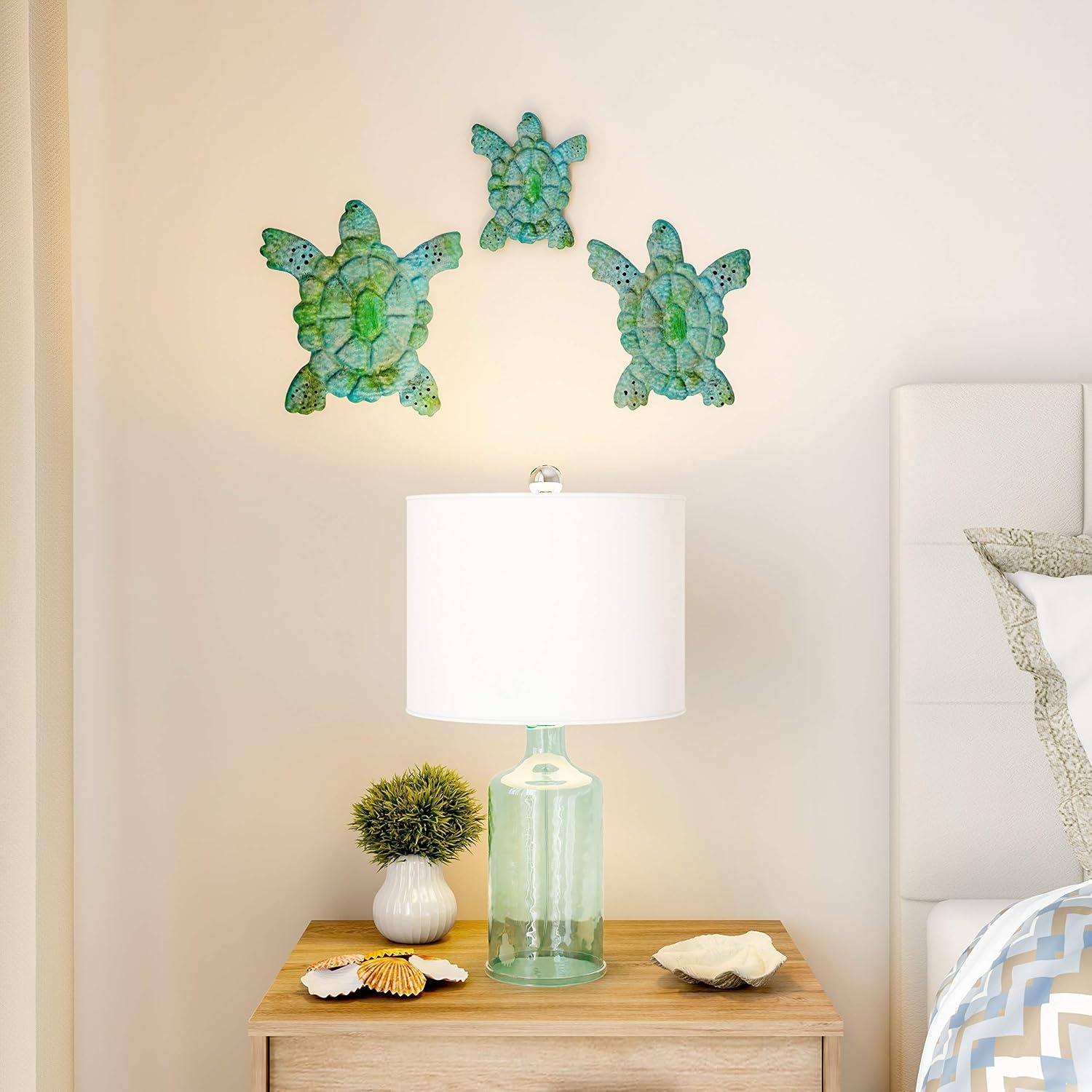 image:imageSea Turtle Wall Art Nautical 3D Metal Hanging DcorVintage Coastal Seaside Inspired StyleUnder Water Sea Life Ocean by Lavish Home 3PC