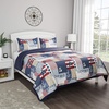 image:image2Piece Quilt Set  Nautical Americana Patchwork Print AllSeason Soft Microfiber Bedspread with Shams  Bedding by Bedford Home Twin