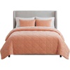 image:image3PC Velvet Queen Quilt Bedding Set  96x92 Inch Queen Bedspread and Matching Pillow Shams  Medium Weight Bed Set for All Seasons  Ultra Soft Luxury Cotton Velvet Bedding by Lavish Home CreamPink