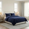 image:image3PC Velvet Queen Quilt Bedding Set  96x92 Inch Queen Bedspread and Matching Pillow Shams  Medium Weight Bed Set for All Seasons  Ultra Soft Luxury Cotton Velvet Bedding by Lavish Home CreamNavy Blue