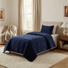 image:image3PC Velvet Queen Quilt Bedding Set  96x92 Inch Queen Bedspread and Matching Pillow Shams  Medium Weight Bed Set for All Seasons  Ultra Soft Luxury Cotton Velvet Bedding by Lavish Home CreamNavy Blue