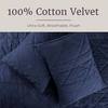 image:image3PC Velvet Queen Quilt Bedding Set  96x92 Inch Queen Bedspread and Matching Pillow Shams  Medium Weight Bed Set for All Seasons  Ultra Soft Luxury Cotton Velvet Bedding by Lavish Home CreamNavy Blue