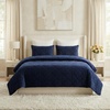 image:image3PC Velvet Queen Quilt Bedding Set  96x92 Inch Queen Bedspread and Matching Pillow Shams  Medium Weight Bed Set for All Seasons  Ultra Soft Luxury Cotton Velvet Bedding by Lavish Home CreamNavy Blue