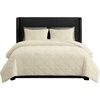 image:image3PC Velvet Queen Quilt Bedding Set  96x92 Inch Queen Bedspread and Matching Pillow Shams  Medium Weight Bed Set for All Seasons  Ultra Soft Luxury Cotton Velvet Bedding by Lavish Home CreamCream