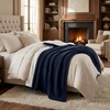 image:imageCable Knit Throw Blanket for Couch Sofa or Bed  60x80Inch Soft and Cozy Blanket  Throws with Cable Knit Pattern and Warm Sherpa for Living Room Bedroom and Home Decor by Lavish Home Navy BlueNavy Blue