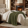 image:imageCable Knit Throw Blanket for Couch Sofa or Bed  60x80Inch Soft and Cozy Blanket  Throws with Cable Knit Pattern and Warm Sherpa for Living Room Bedroom and Home Decor by Lavish Home Navy BlueGreen