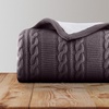 image:imageCable Knit Throw Blanket for Couch Sofa or Bed  60x80Inch Soft and Cozy Blanket  Throws with Cable Knit Pattern and Warm Sherpa for Living Room Bedroom and Home Decor by Lavish Home Navy BlueCharcoal Gray