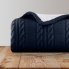 image:imageCable Knit Throw Blanket for Couch Sofa or Bed  60x80Inch Soft and Cozy Blanket  Throws with Cable Knit Pattern and Warm Sherpa for Living Room Bedroom and Home Decor by Lavish Home Navy BlueNavy Blue