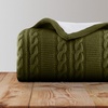 image:imageCable Knit Throw Blanket for Couch Sofa or Bed  60x80Inch Soft and Cozy Blanket  Throws with Cable Knit Pattern and Warm Sherpa for Living Room Bedroom and Home Decor by Lavish Home Navy BlueGreen