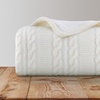 image:imageCable Knit Throw Blanket for Couch Sofa or Bed  60x80Inch Soft and Cozy Blanket  Throws with Cable Knit Pattern and Warm Sherpa for Living Room Bedroom and Home Decor by Lavish Home Navy BlueIvory