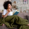 image:imageCable Knit Throw Blanket for Couch Sofa or Bed  60x80Inch Soft and Cozy Blanket  Throws with Cable Knit Pattern and Warm Sherpa for Living Room Bedroom and Home Decor by Lavish Home Navy BlueGreen