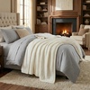 image:imageCable Knit Throw Blanket for Couch Sofa or Bed  60x80Inch Soft and Cozy Blanket  Throws with Cable Knit Pattern and Warm Sherpa for Living Room Bedroom and Home Decor by Lavish Home Navy BlueIvory