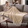 image:imageFlannel Fleece Blanket  60x70 Oversized Soft and Plush Microfiber Throw  Lightweight Decor for Beds Sofas and Chairs by Lavish Home BlueDesert Tan