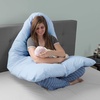 image:imageFull Body Pillow  7in1 Pillow with Removable Cover  Comfortable UShape for Support Sleeping Lounging Studying and More by Lavish Home WhiteBlue