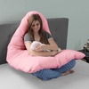 image:imageFull Body Pillow  7in1 Pillow with Removable Cover  Comfortable UShape for Support Sleeping Lounging Studying and More by Lavish Home WhitePink