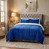 image:imageKing Size Comforter Set  3Piece Sherpa and Fleece Bedspread with Pillow Shams  Warm Cozy MachineWashable Bedding by Lavish Home Navy