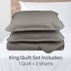 image:imageLavish Home 3Piece King Quilt Bedding Set  Bedspread and 2 King Pillow Shams with Embossed Diamond Pattern  Lightweight Bed Set for All Seasons  Soft Microfiber Coverlet BlueGray