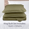 image:imageLavish Home 3Piece King Quilt Bedding Set  Bedspread and 2 King Pillow Shams with Embossed Diamond Pattern  Lightweight Bed Set for All Seasons  Soft Microfiber Coverlet BlueOlive Green