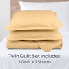 image:imageLavish Home 3Piece King Quilt Bedding Set  Bedspread and 2 King Pillow Shams with Embossed Diamond Pattern  Lightweight Bed Set for All Seasons  Soft Microfiber Coverlet BlueMustard Yellow