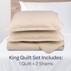 image:imageLavish Home 3Piece King Quilt Bedding Set  Bedspread and 2 King Pillow Shams with Embossed Diamond Pattern  Lightweight Bed Set for All Seasons  Soft Microfiber Coverlet BlueNatural