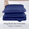 image:imageLavish Home 3Piece King Quilt Bedding Set  Bedspread and 2 King Pillow Shams with Embossed Diamond Pattern  Lightweight Bed Set for All Seasons  Soft Microfiber Coverlet BlueBlue