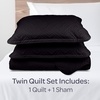 image:imageLavish Home 3Piece King Quilt Bedding Set  Bedspread and 2 King Pillow Shams with Embossed Diamond Pattern  Lightweight Bed Set for All Seasons  Soft Microfiber Coverlet BlueBlack