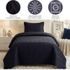 image:imageLavish Home 3Piece King Quilt Bedding Set  Bedspread and 2 King Pillow Shams with Embossed Diamond Pattern  Lightweight Bed Set for All Seasons  Soft Microfiber Coverlet BlueBlack