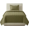 image:imageLavish Home 3Piece King Quilt Bedding Set  Bedspread and 2 King Pillow Shams with Embossed Diamond Pattern  Lightweight Bed Set for All Seasons  Soft Microfiber Coverlet BlueOlive Green