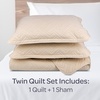 image:imageLavish Home 3Piece King Quilt Bedding Set  Bedspread and 2 King Pillow Shams with Embossed Diamond Pattern  Lightweight Bed Set for All Seasons  Soft Microfiber Coverlet BlueNatural