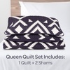 image:imageLavish Home 3Piece Queen Quilt Bedding Set  Bedspread and 2 Pillow Shams with Stylish Geometric Pattern  Lightweight Queen Bed Set for All Seasons  Soft Microfiber Coverlet NavyWhiteNavy Blue and White