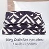 image:imageLavish Home 3Piece Queen Quilt Bedding Set  Bedspread and 2 Pillow Shams with Stylish Geometric Pattern  Lightweight Queen Bed Set for All Seasons  Soft Microfiber Coverlet NavyWhiteNavy Blue and White
