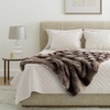 image:imageLavish Home Faux Fur Throw Blanket  60x70Inch Twin Blanket for Couch Bed or Chair  Soft Throw with Plush Faux Rabbit Fur and Warm Sherpa for Living Room Bedroom and Home Decor IvoryGray and Brown