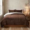 image:imageLavish Home King Size Comforter Set  3Piece Sherpa and Fleece Bedspread with Pillow Shams  Warm Cozy MachineWashable Bedding Chocolate