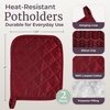 image:imagePot Holder Set With Silicone Grip Quilted And Heat Resistant Set of 2 By Lavish Home BlackBurgundy