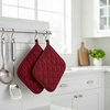 image:imagePot Holder Set With Silicone Grip Quilted And Heat Resistant Set of 2 By Lavish Home BlackBurgundy