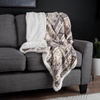 image:imageReversible Fleece Blanket  50x60Inch MachineWashable Sherpa Throw with Snowflakes  Cozy Blanket for Couch Chair or Bed by Lavish Home PinkGray