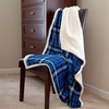 image:imageReversible Plaid Fleece Blanket  50Inch x 60Inch MachineWashable Sherpa Throw  Cozy Blanket for Couch Chair or Bed by Lavish Home Blue